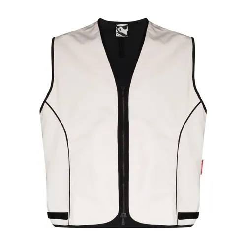 White Cotton V-Neck Sleeveless Jacket - Gr10K - Modalova