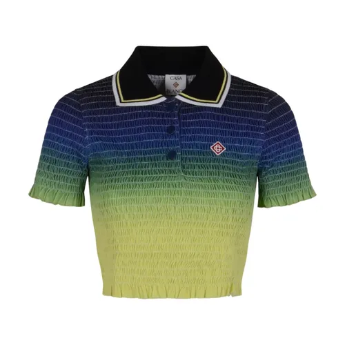 Gradient Shirred Polo Top - Casablanca - Modalova