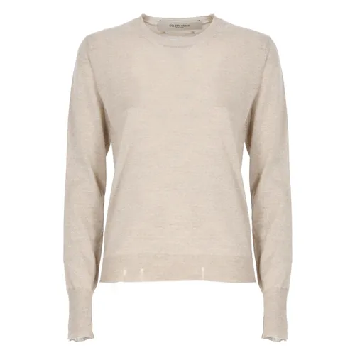 Beige Wool Sweater with Metallic Star - Golden Goose - Modalova