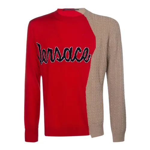 Red Knit Pullover Sweater - Versace - Modalova