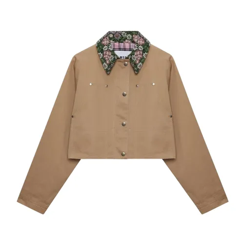 Floral-Collar Cropped Jacket - Msgm - Modalova
