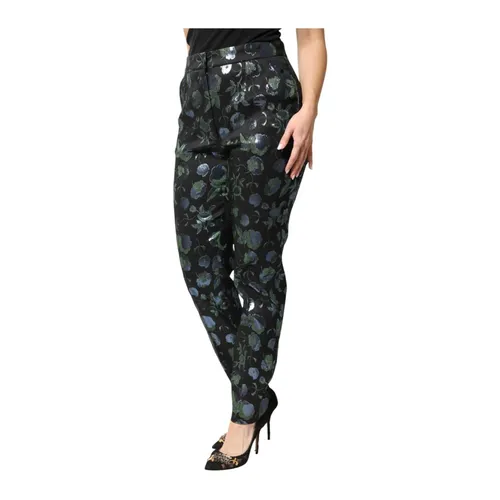 Floral Metallic Slim Trousers - Dolce & Gabbana - Modalova