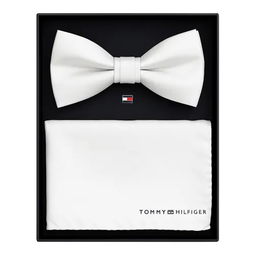 White Silk Bow Tie and Pocket Square Set - Tommy Hilfiger - Modalova