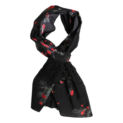 Black Floral Print Neck Warmer Scarf - Dolce & Gabbana - Modalova