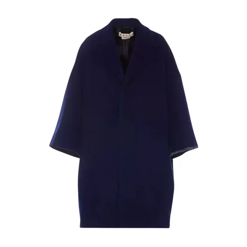 Navy Wool Coat - Marni - Modalova
