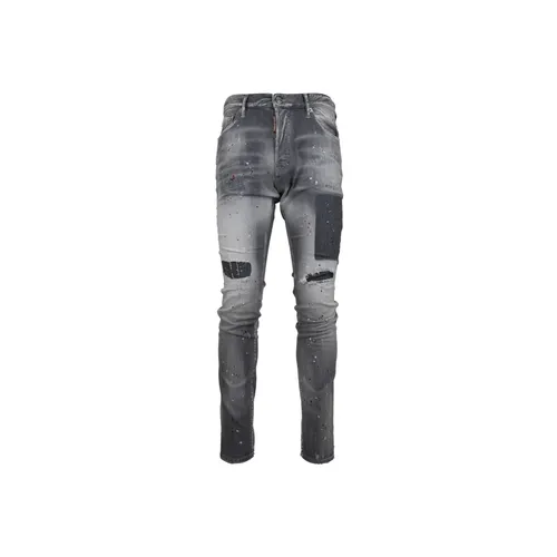 Men's Button Jeans with Leather Patch - Dsquared2 - Modalova