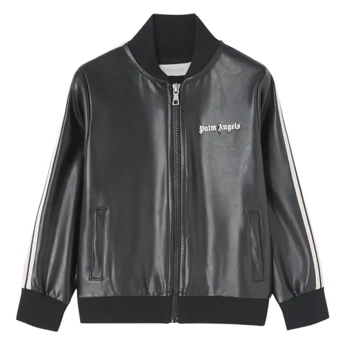 Black Coated Track Jacket with Side Stripe - Palm Angels - Modalova
