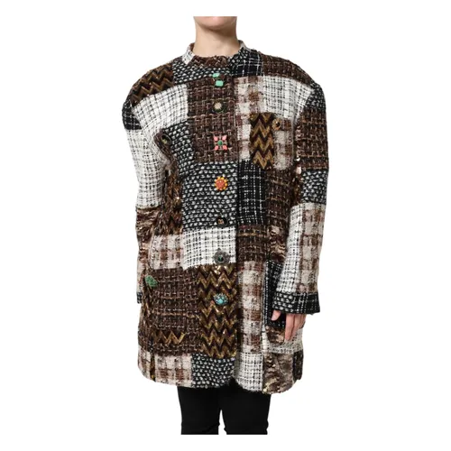 Multicolor Patchwork Button Down Jacket - Dolce & Gabbana - Modalova