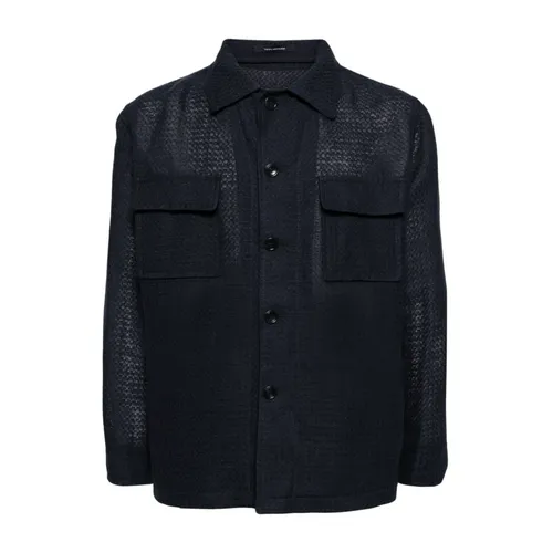 Textured-finish button-down jacket - Tagliatore - Modalova