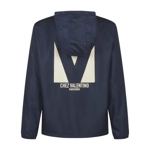 Nylon Windbreaker with Hood and Print - Valentino - Modalova