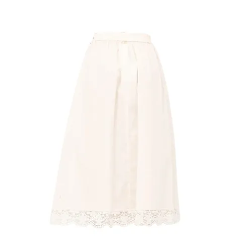 White Cotton Lace Flare Skirt - Twinset - Modalova