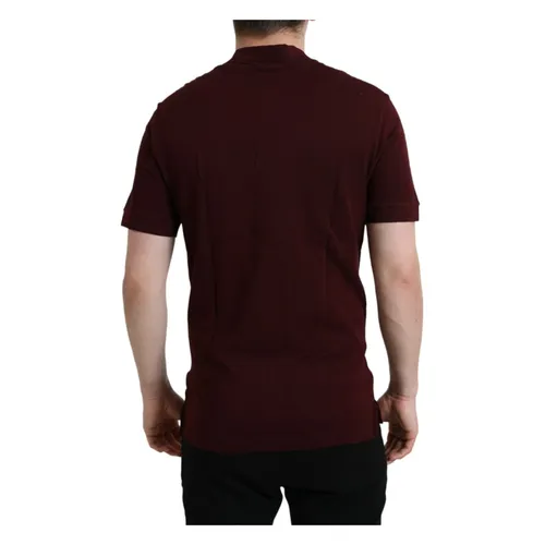 Maroon Cotton Blend Polo Tee - Dolce & Gabbana - Modalova