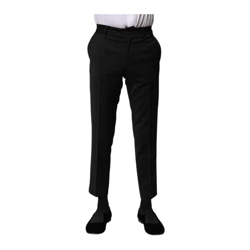 Black Wool Cropped Formal Pants - Dolce & Gabbana - Modalova