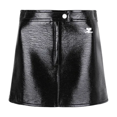 Black Vinyl Mini Skirt with AC Logo - Courrèges - Modalova