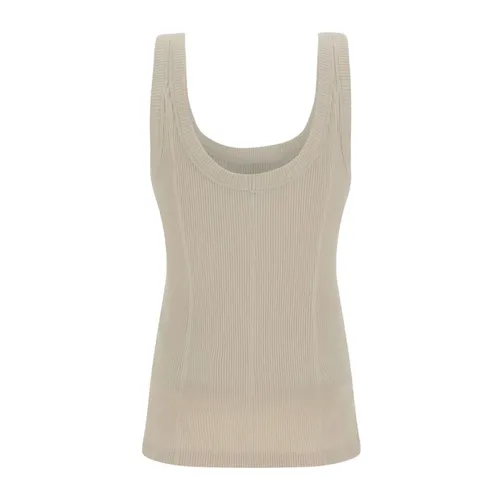 Ribbed Tank Top with Button Detail - Bottega Veneta - Modalova