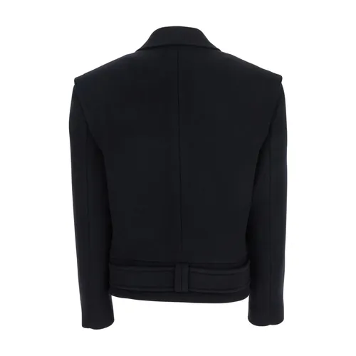 Black Wool Peacoat Jacket - Balmain - Modalova