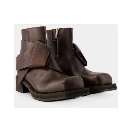 Marron Leather Square Toe Boots - Acne Studios - Modalova