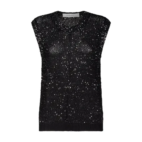 Black Mesh Sequins Star Choker Top - Golden Goose - Modalova