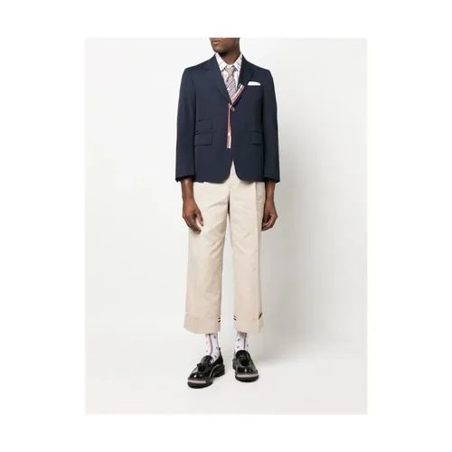 Navy Blue RWB Stripe Blazer - Thom Browne - Modalova