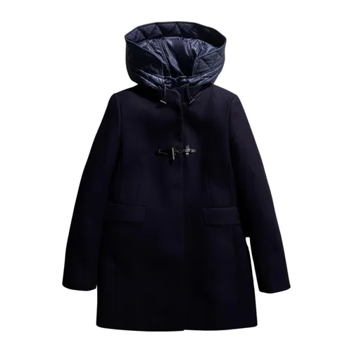 Blue Wool Blend Quilted Coat - Fay - Modalova