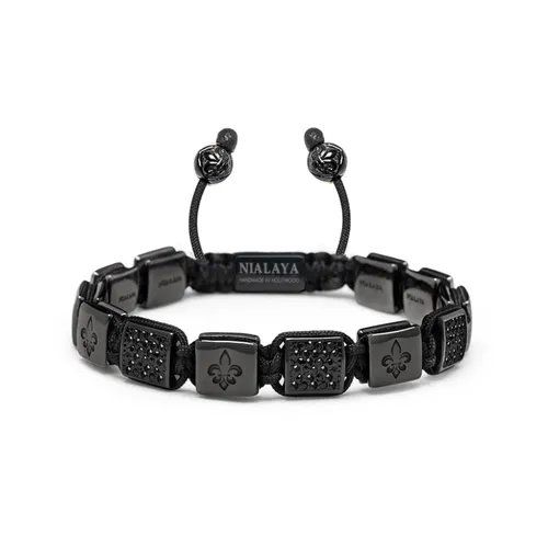 Men's Ceramic Flatbead Bracelet in Black - Nialaya - Modalova