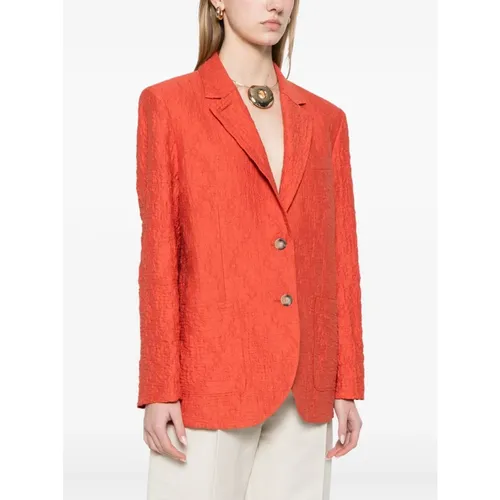 Clay Orange Button Jacket with Pockets - Harris Wharf London - Modalova