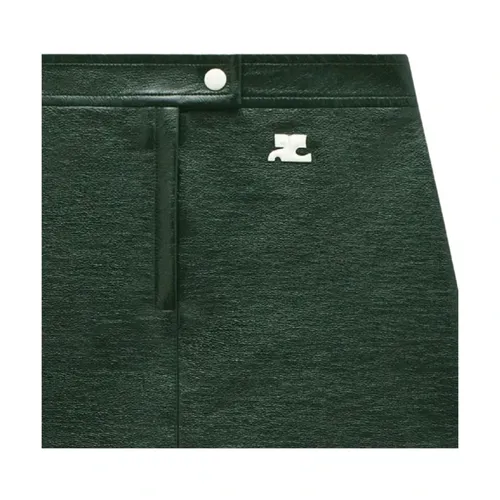 Green Vinyl Miniskirt with Snap Button - Courrèges - Modalova