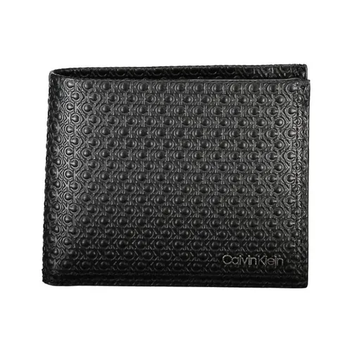 Black Leather Bifold Wallet Rfid Blocking - Calvin Klein - Modalova