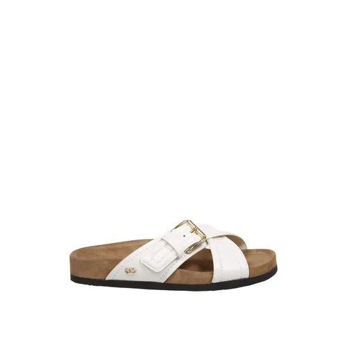 White Leather Flat Sandals Elegant Style - Valentino Garavani - Modalova