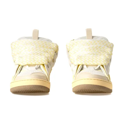 White Curb Leather Sneakers - Lanvin - Modalova