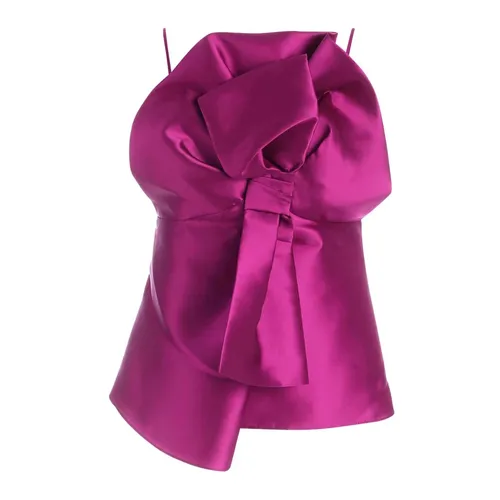 Fuchsia Silk Blend Maxi Bow Top - Alberta Ferretti - Modalova