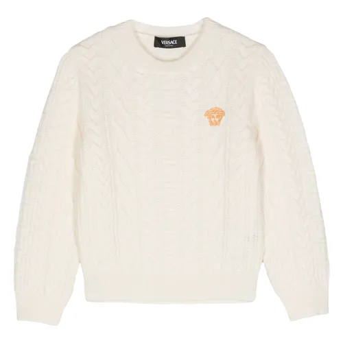 Cable Knit Jumper in Ivory - Versace - Modalova