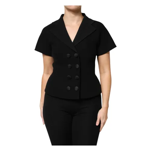 Black Wool Double Breasted Jacket - Dolce & Gabbana - Modalova