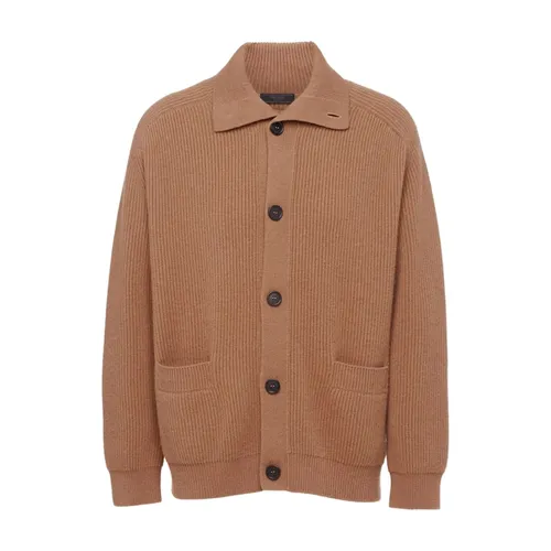 Ribbed Cashmere Cardigan - Prada - Modalova