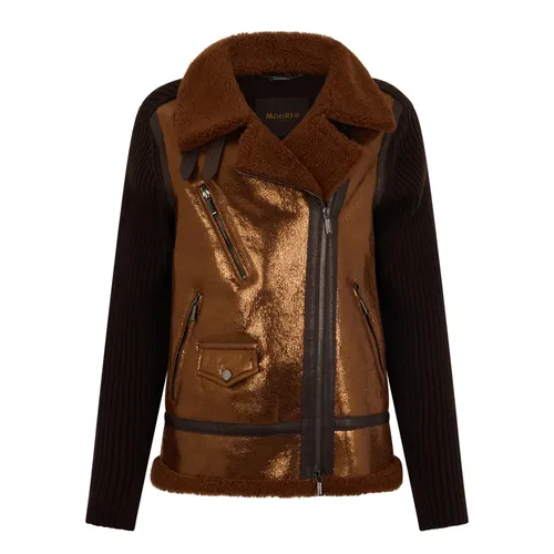 Elegant leather and knitted jacket - Moorer - Modalova