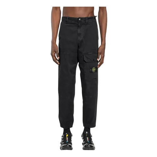 Stretch Broken Twill 'Old' Effect Cargo Trousers - Stone Island - Modalova
