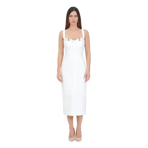 Baroque Buckle White Midi Dress - Versace Jeans Couture - Modalova