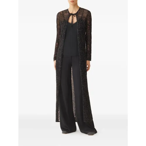 Tie-neck Sequin-Embellished Cardigan - Fabiana Filippi - Modalova