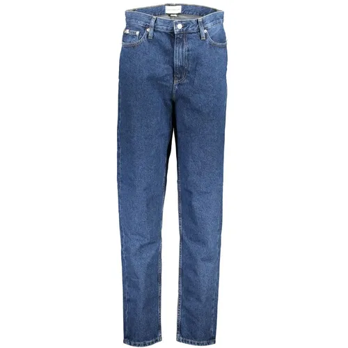 Blue Cotton Mom Jeans, 5 Pockets - Calvin Klein - Modalova