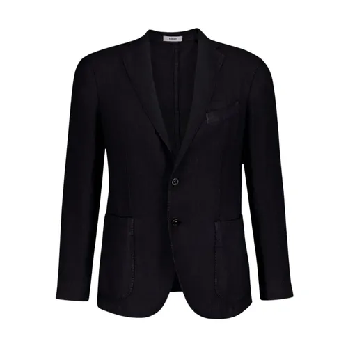 Navy Blue Linen Blazer - Boglioli - Modalova