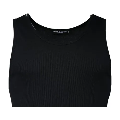 Ribbed Tank Top Black Cotton Sleeveless - Dolce & Gabbana - Modalova