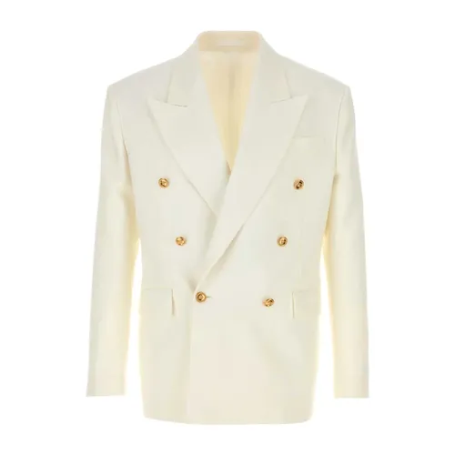 Wool Double-Breasted Blazer - Versace - Modalova