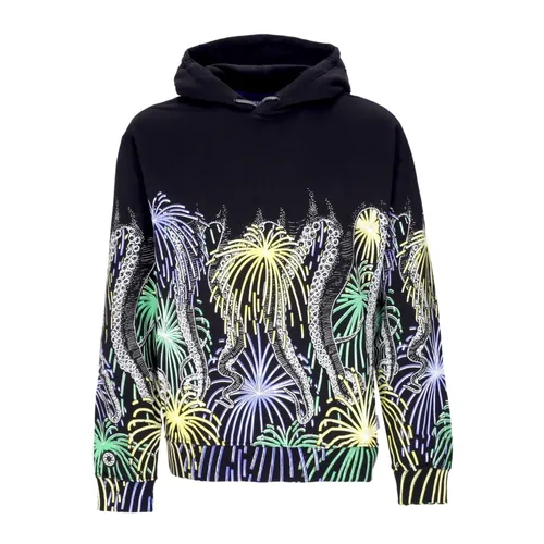 Black Fireworks Hoodie with Tentacles - Octopus - Modalova