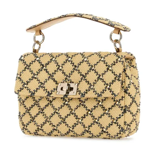 Raffia Rockstud Handbag - Valentino Garavani - Modalova