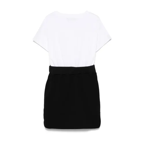 White Crew Neck Dress with Logo - Balmain - Modalova