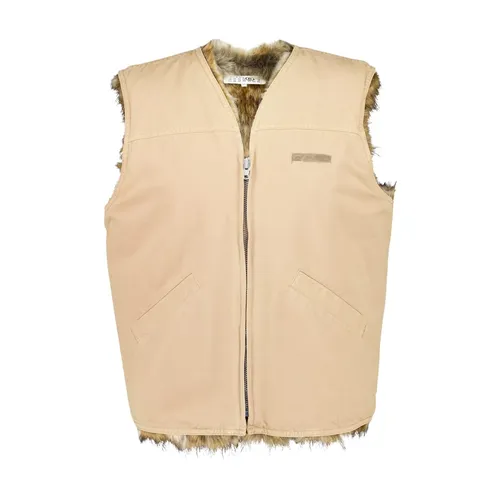 Faux Fur Trim Vest - MM6 Maison Margiela - Modalova
