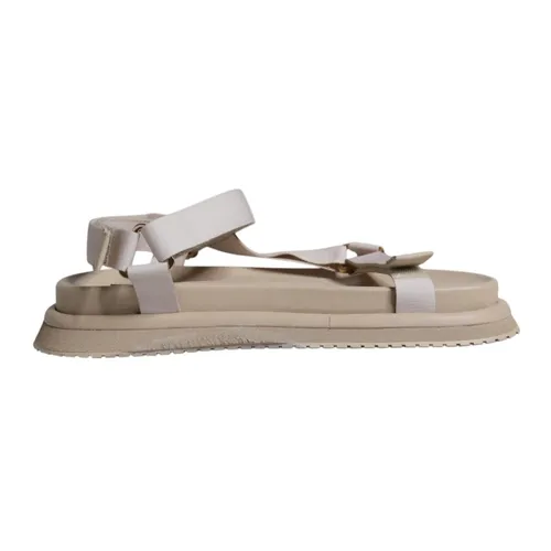 Beige Leather Strap Sandals with Rubber - Dolce & Gabbana - Modalova