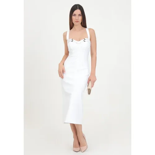 Baroque Buckle White Midi Dress - Versace Jeans Couture - Modalova