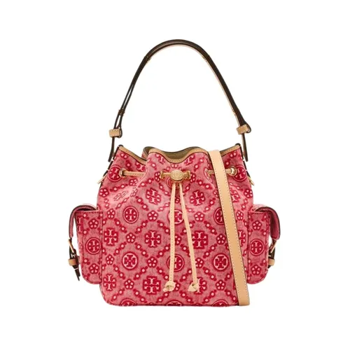 T Monogram Denim Bucket Bag - Tory Burch - Modalova