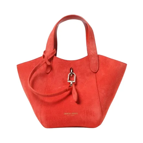 Suede Mini Bag Top Zip Closure - Giorgio Armani - Modalova